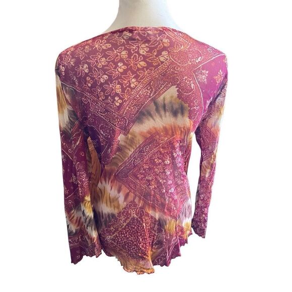 Yessica Women’s Boho Sheer Mesh Long Sleeve Festival Blouse Size Large - Picture 4 of 12